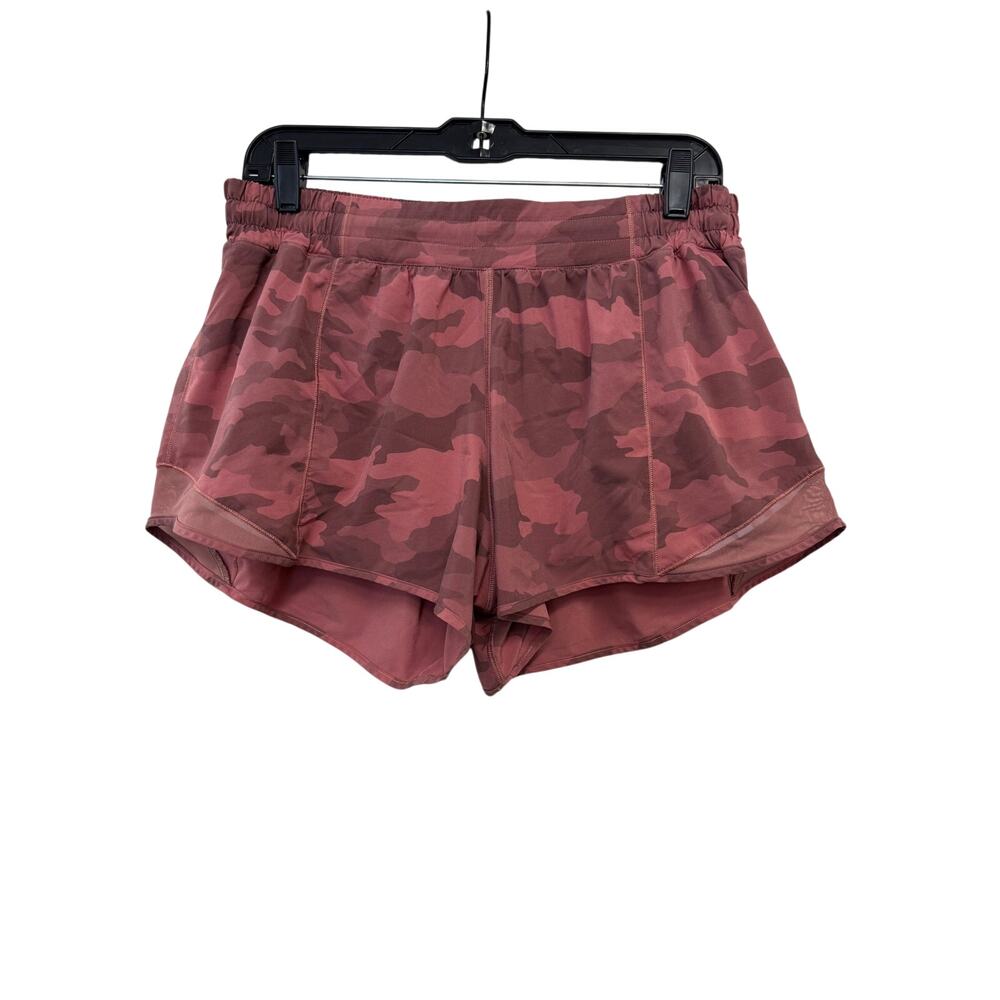 Lululemon Hotty Hot Pink Camo Shorts Sz 12 Tall GS